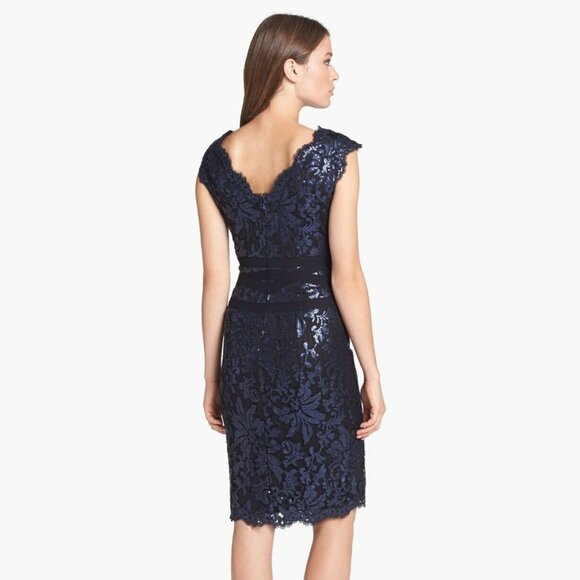Tadashi Shoji Embellished Sequin Lace Dress Size 16 - Picture 3 of 15